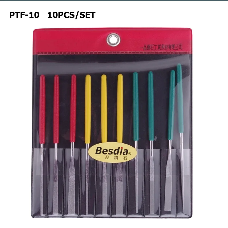 

Taiwan Besdia diamond Tapered Hand file set PTF10/CF-400 Diamond flat bevel Diamond 55~60HRC Tapered machine file set MTP120