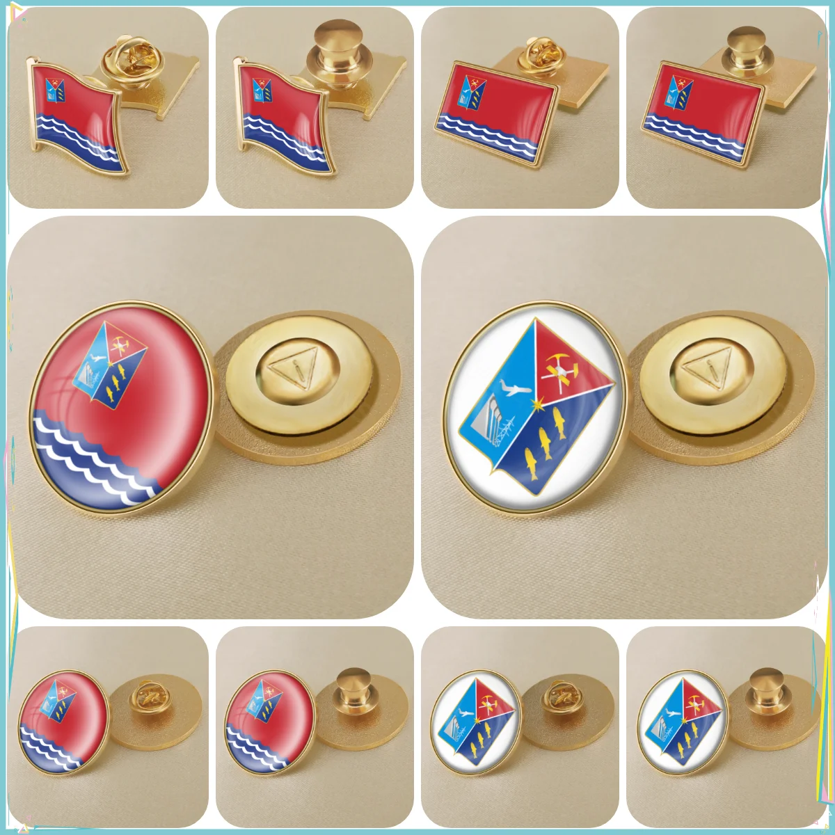 Coat of Arms of Magadan Oblast of Russian Federation Flag Lapel Pins Broochs Badges