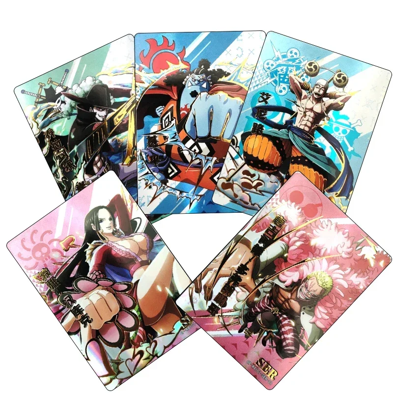 One Piece Hancock Jinbe Donquixote Doflamingo Anime Characters Bronzing Collection Flash Card Cartoon Toys Card Christmas Gift