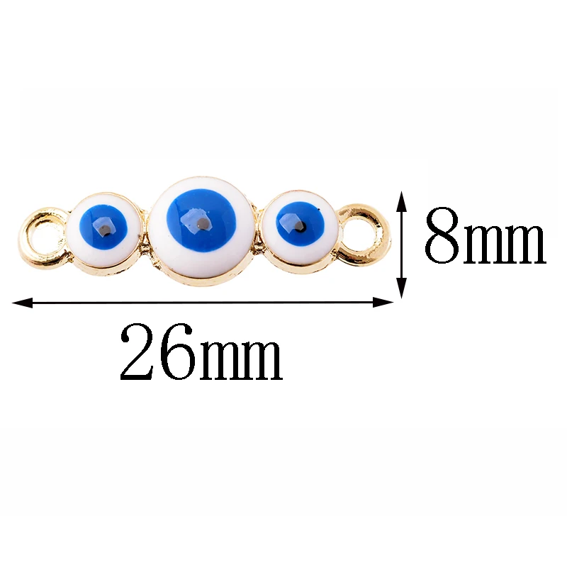 20Pcs Gold Colour Alloy Zirconia DIY Charms Necklace Bracelet Connector Turkish Amulet Accessories Enamel Drip Blue Eye Pendants