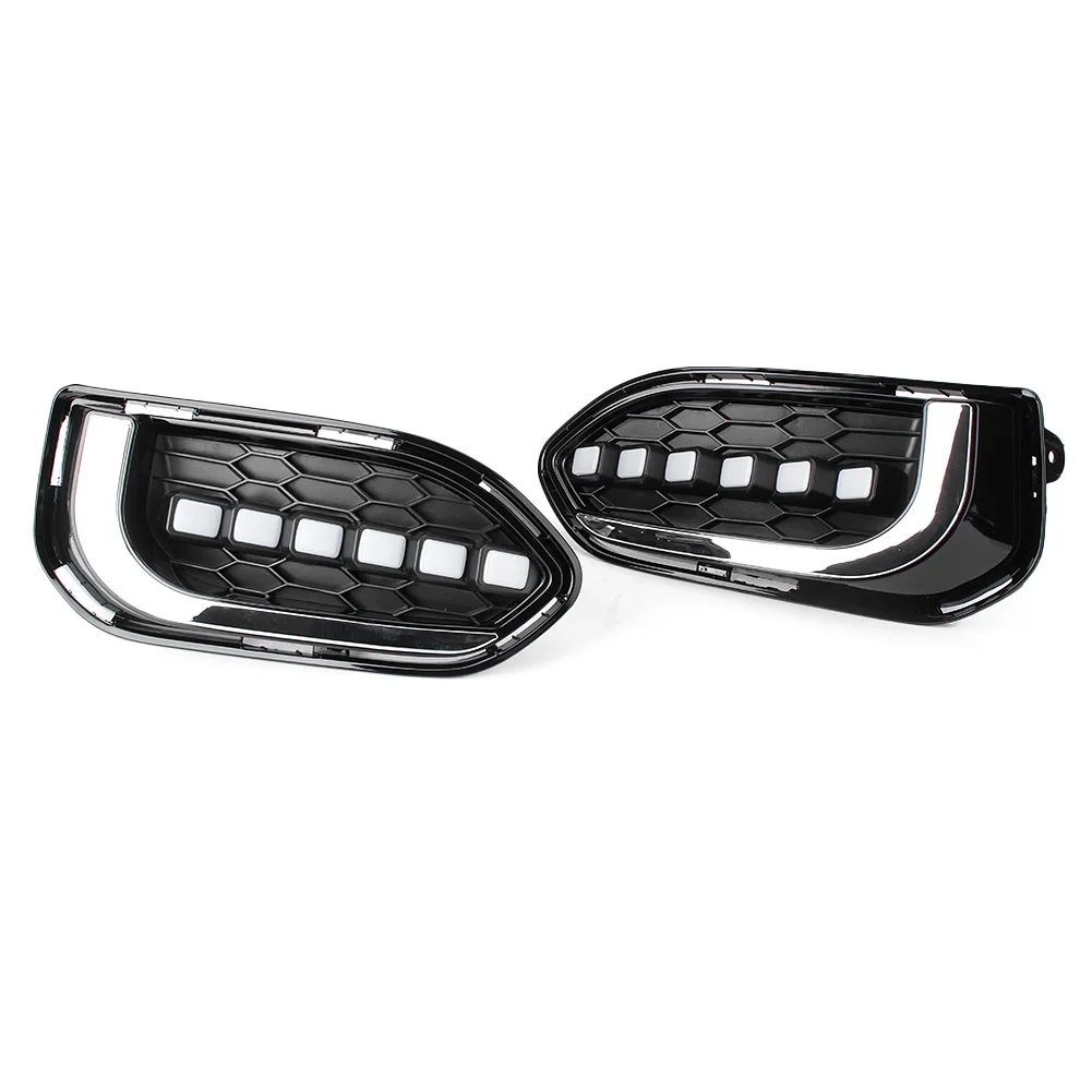 Pair White Amber LED DRL Daytime Running Light Driving Fog Lamp Kit For Honda Fit Jazz 2018 UP Car Accessories