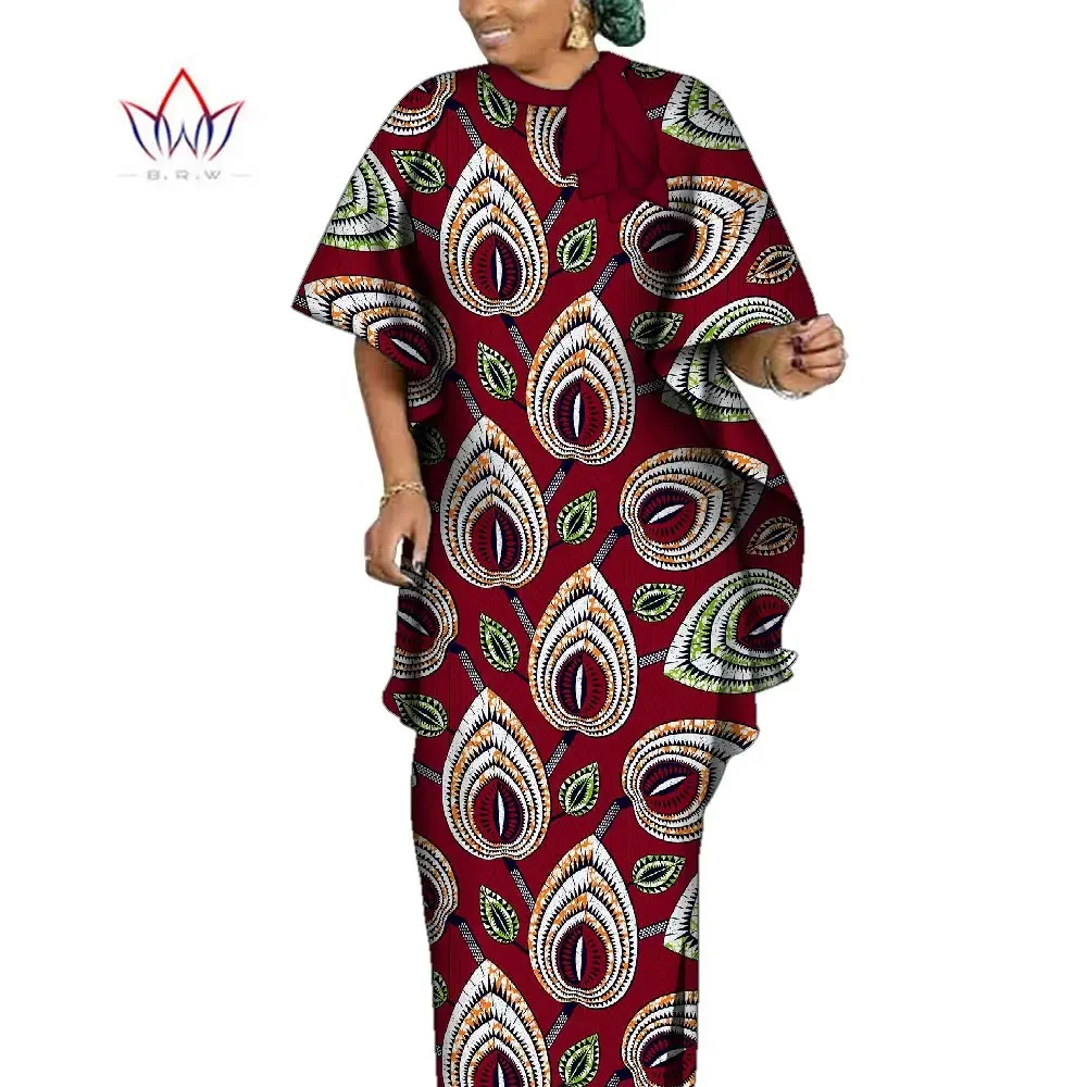 

BintaRealWax African Style Dresses for Women Elegant Evening Gowns Party Dress Ankara Floral Printed Robe Africaine Femme WY9615