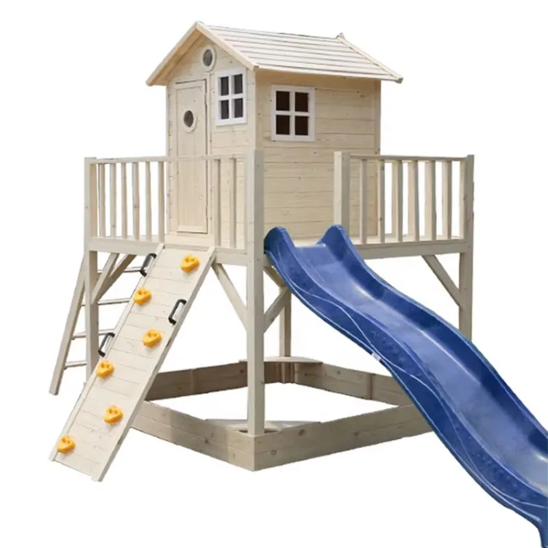 Outdoor Wood Play House Toddler Wooden Playhouses Plastic Playhouse Slide Kids Playground