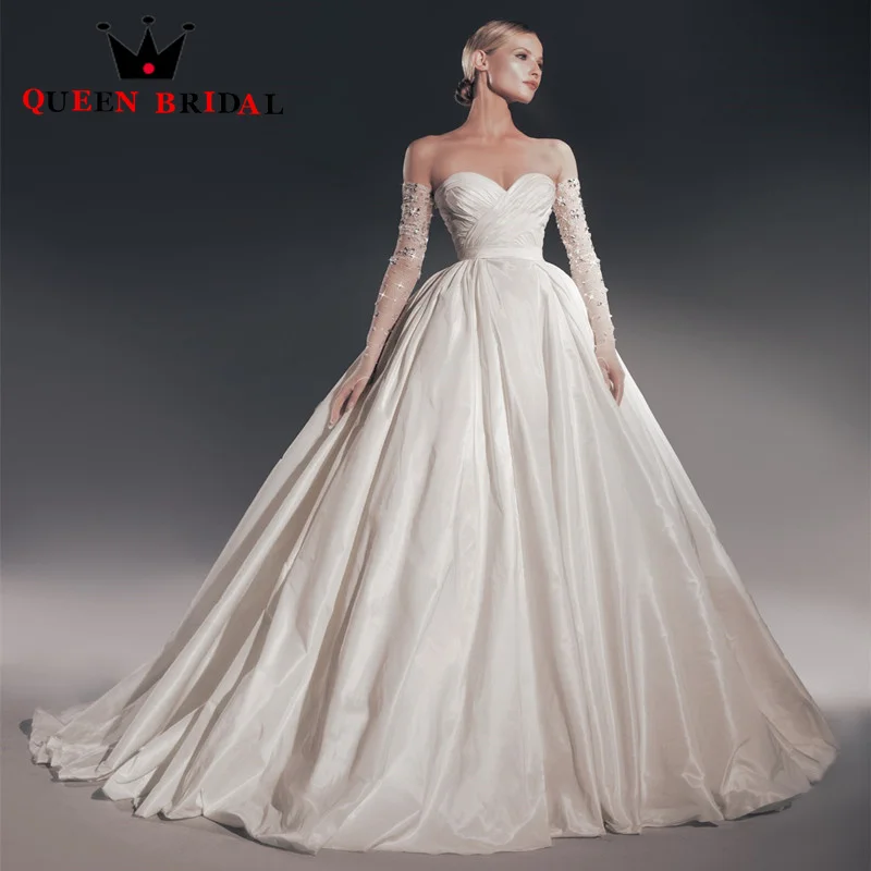 Exquisite Crystal Sequined Sweetheart Wedding Dresses 2023 New Pleat Bridal Ball Gowns Vestido De Noiva Custom M32J