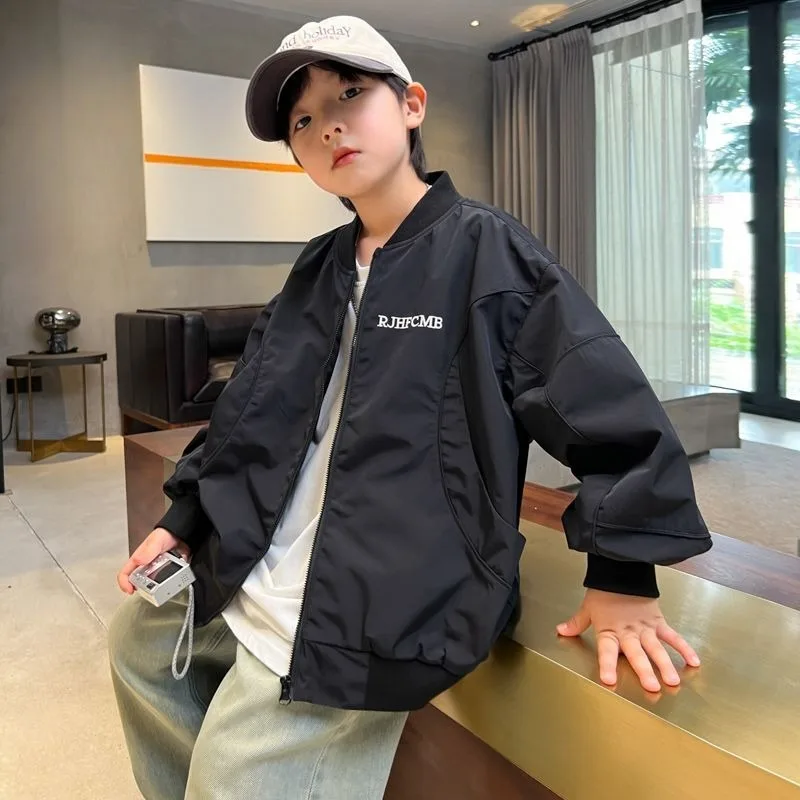 

2025 New Boys' Baseball Jacket Spring Autumn Kids' Sporty Jacket for Big Toddler Boys Stylish Hood Jacket with Windproof Design