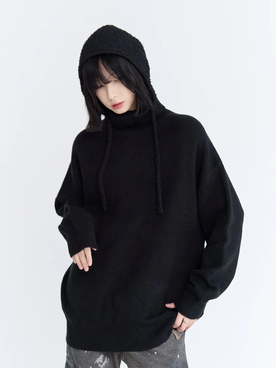 

Women's High Collar Knitted Sweater Loose Fit Color Base Layer Top Casual Sle Long Sve Ciwalk Suitable