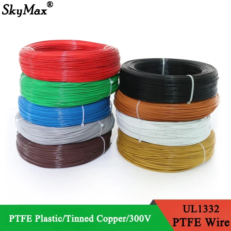 

5/10M UL1332 PTFE Wire FEP Plastic Insulated 28/26/24/22/20/18/16/14/13/12/10AWG For 3D Printer High Temperature Electron Cable