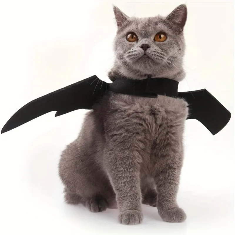 Halloween Bat Wing Pet Costume Creative Cat Dog Clothing with Bell Personalized Outfit for Holiday Party Dress Up Accessories