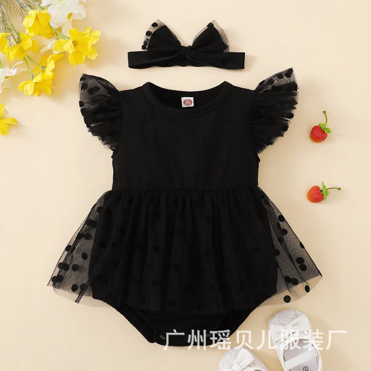 

Baby girls' clothing summer onesie popular sleeveless splicing mesh triangle Romper baby girls' clothing
