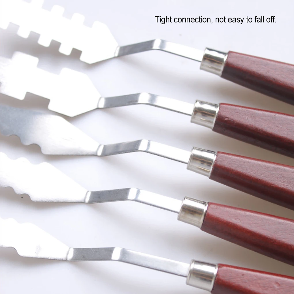 ภาพวาดผสม Scraper Palette ไม้ Handle Art Spatula วาดอุปกรณ์เสริมสําหรับน้ํามันสีน้ําอะคริลิค 7 ชิ้น
