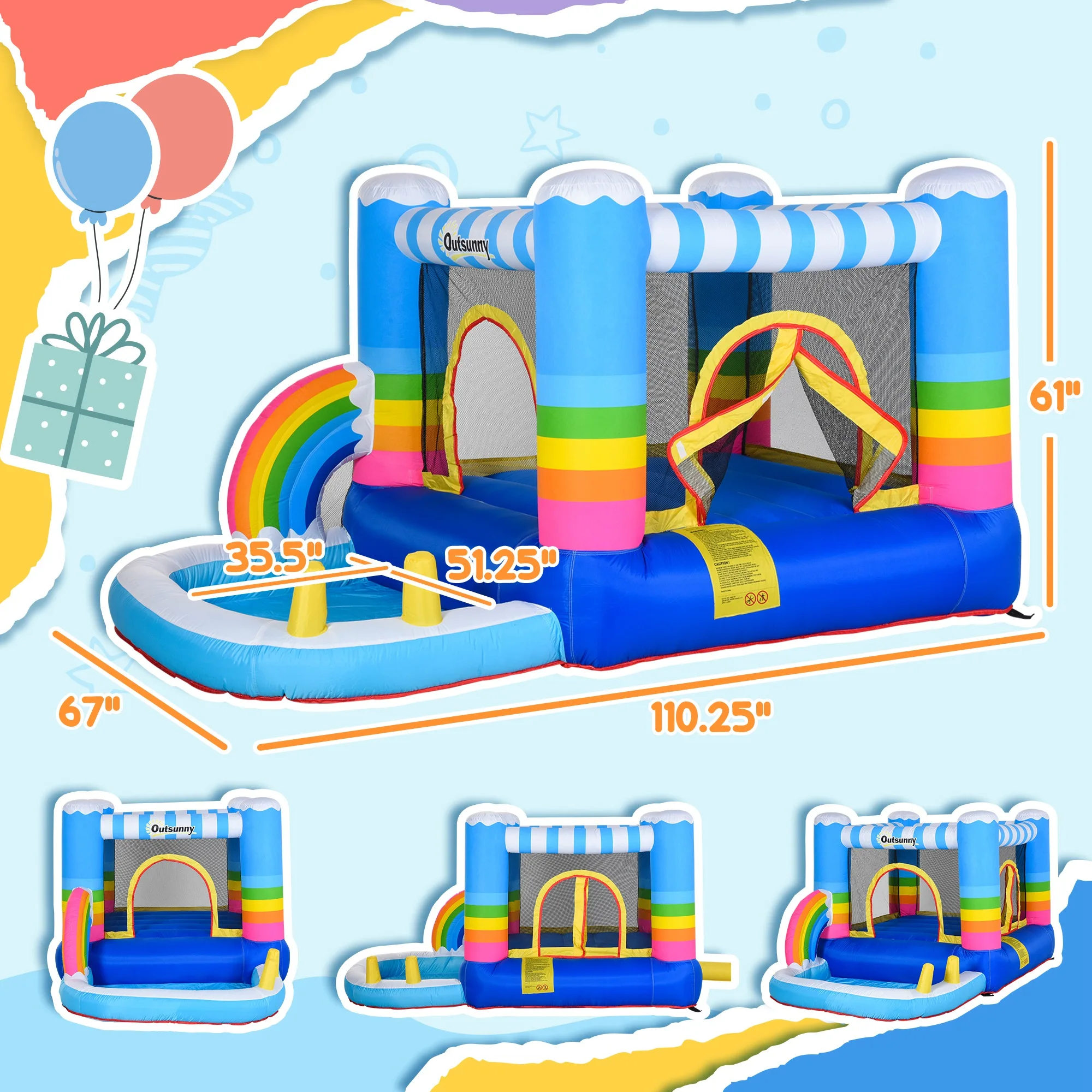 With a Great Layout and Fun Design, Our Outsunny Inflatable Bounce House Will Be the Talk of All the Kids in the Neighborhood! W