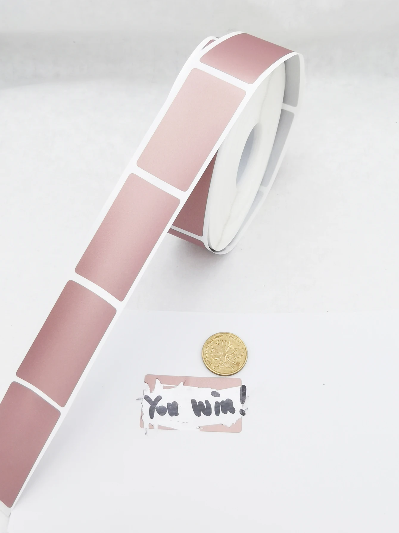 

1000pcs 23x42mm ROSE Gold Adhesive SCRATCH OFF Stickers DIY Manual Label Tape Scratched Card Film In Roll