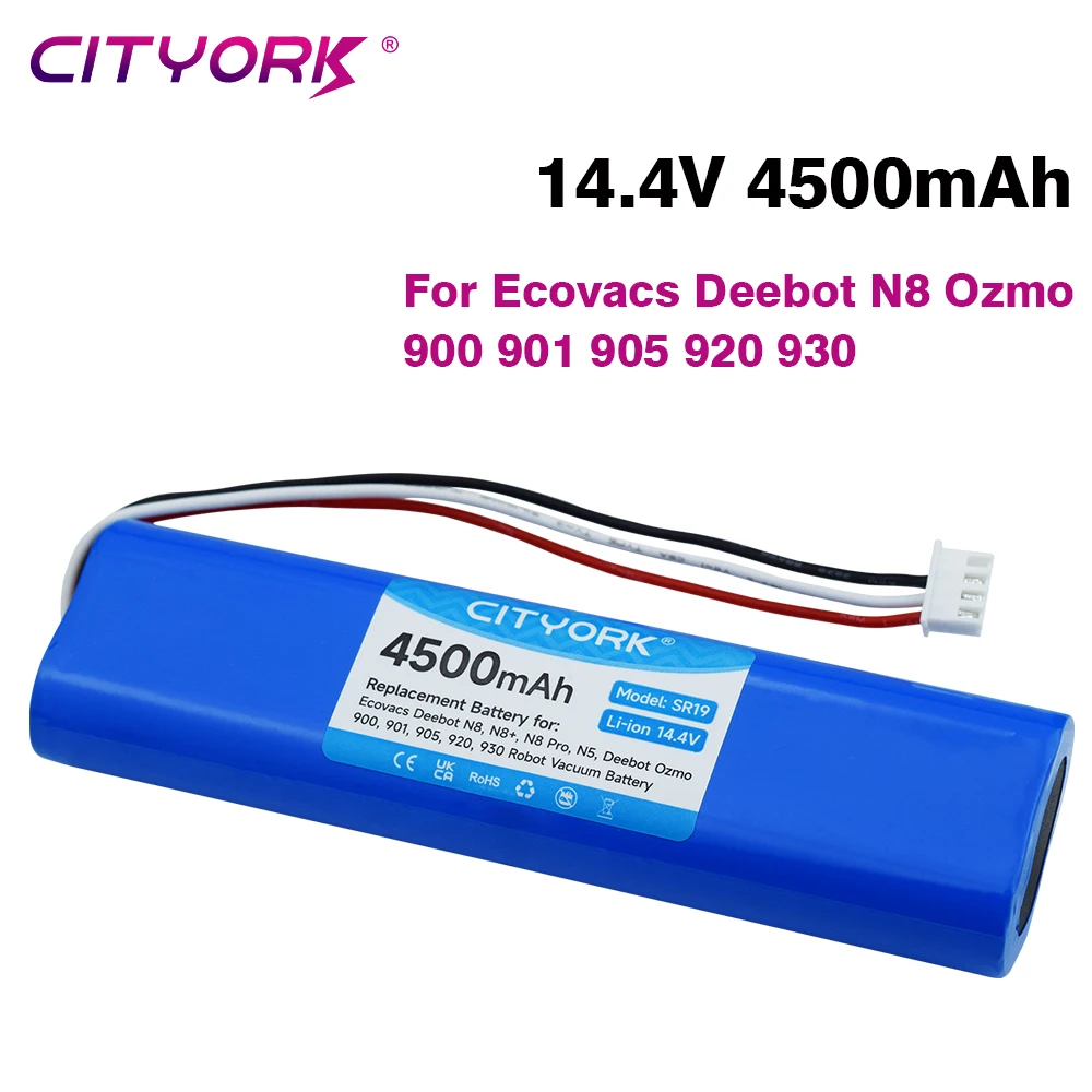 CITYORK 14.4V 4500mAh For Ecovacs Deebot N8 Ozmo 900 901 905 920 930 robot Vacuum Cleaner Sweeper Replacement Li-ion battery