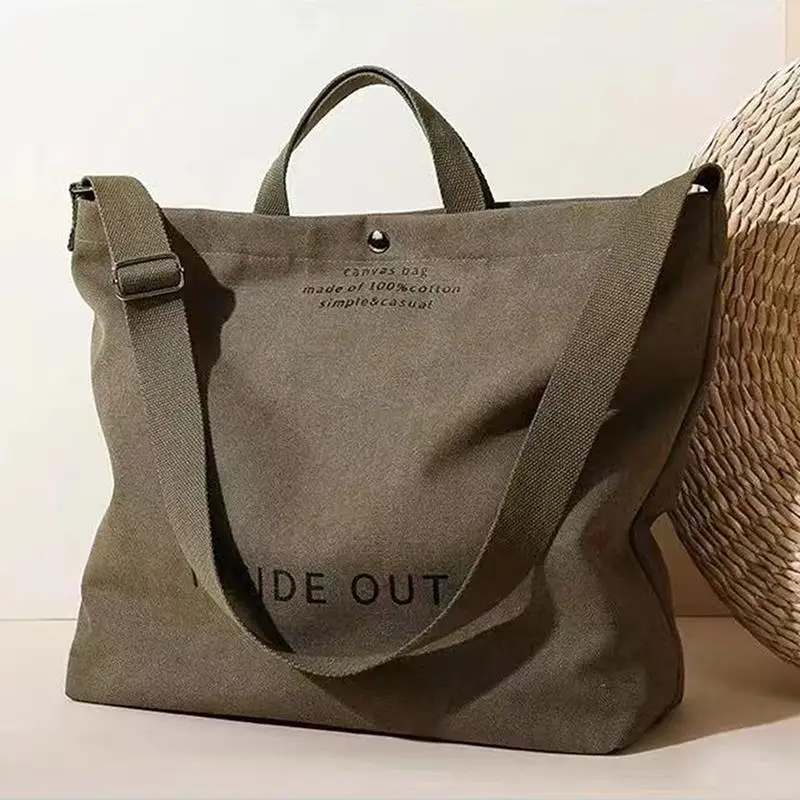 Hochwertige Canvas-Umhängetasche für Männer und Frauen, einfache Crossbody-Tasche aus gewaschenem Canvas, dicke Handtasche mit großer Kapazität, Tasche für Kunststudenten. – Detail 15