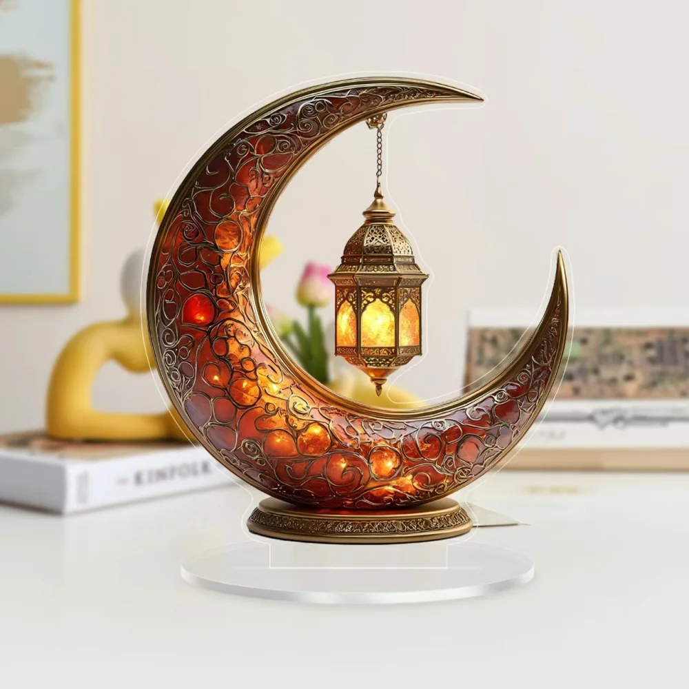 Eid Al-Fitr Decor Intricate Ramadan Countdown Ornament Ramadan Table Decoration New Acrylic Moon Ornament For Office Home Family