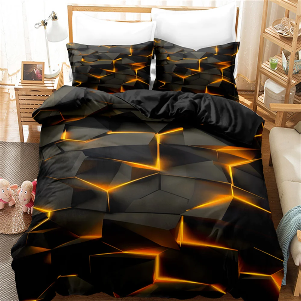 Black and Red Check style Digital Printed Duvet Set - Polyester - Bedroom Decor -1 bed cover +2 pillowcases (no pillow core)