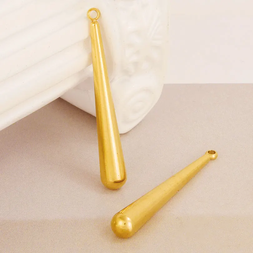 5pcs/Lot Water Droplet Three-Dimensional Metal Charm Real Gold Plated Stainless Steel Pendants For Jewelry Making Supplies Bulk view 2