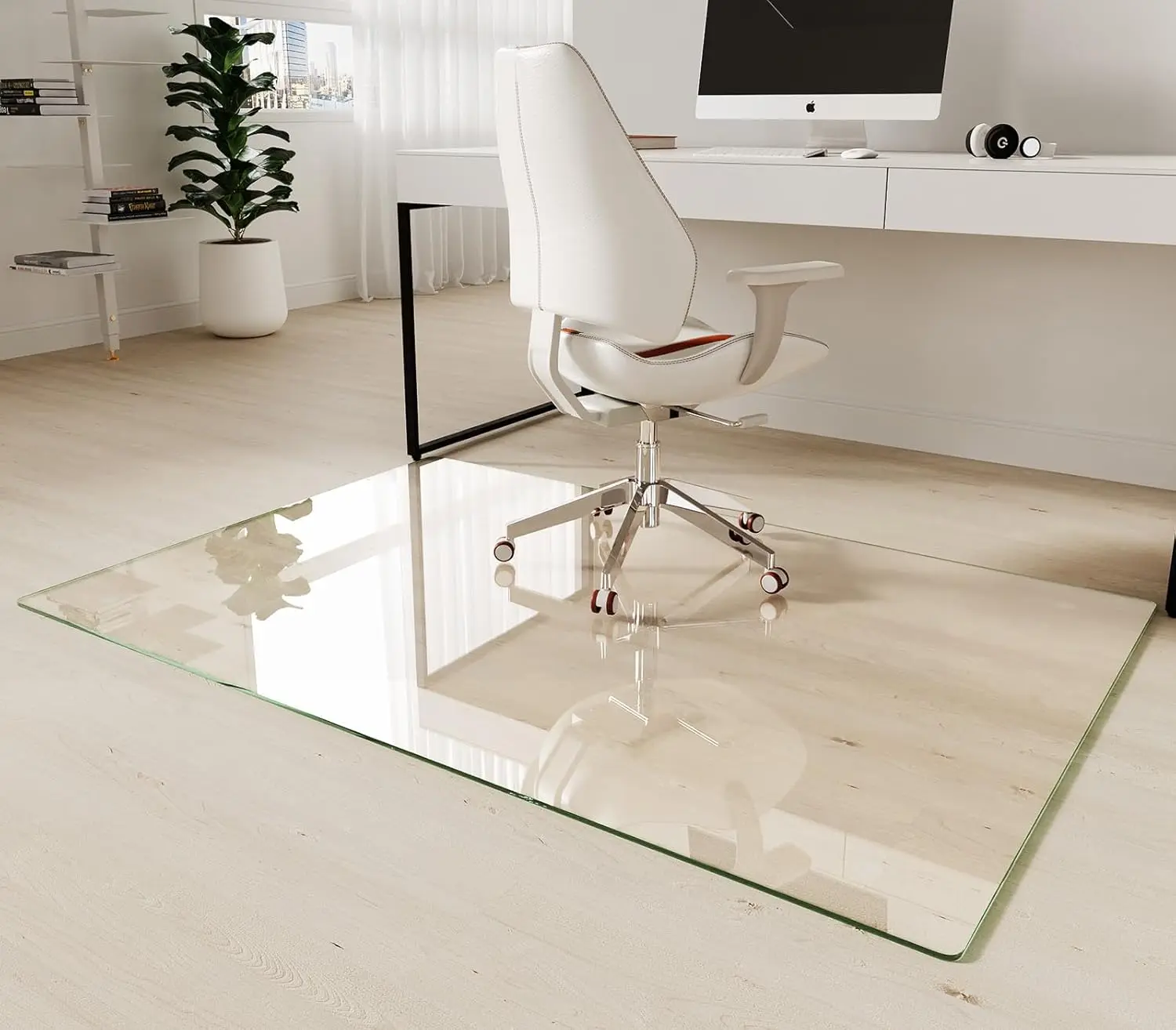 

40x60 Tempered Glass Chair Mat for Hardwood Floors & Low-Pile Carpet - Scratch-Resistant with Non-Slip Pads