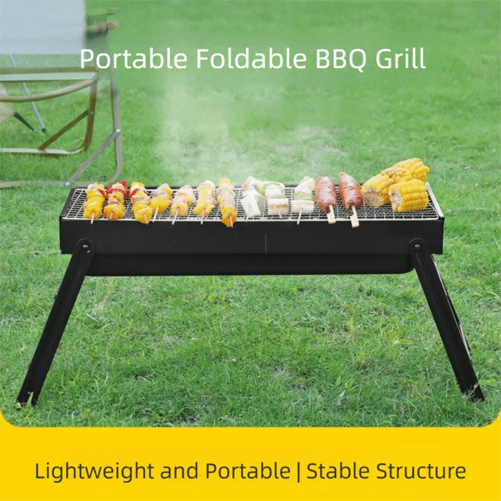

Portable Stainless Steel BBQ Charcoal Grill Folding Small BBQ Stove Easy To Clean Barbecue Rack Picnic Beach