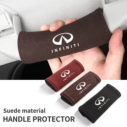 2pcs Car Handle Protective Cover Suede Auto Inside Top Handlift Gloves For Infiniti QX60 QX70 QX80 QX50 QX30 Q60 Q50 Q60S ESQ