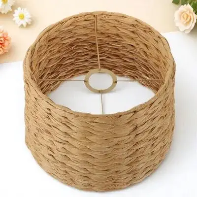 

E27 Rustic Woven Lamp Shade Table Lamp Cover Style Warm Ambient Lampshade Hanging Lights Lampshades