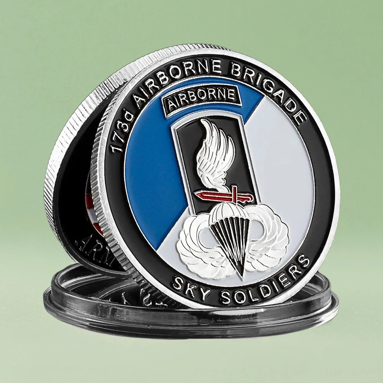 United States Army 173d Airborne Brigade Souvenir Coin Silvery Plated US Army Strong Commemorative Coin
