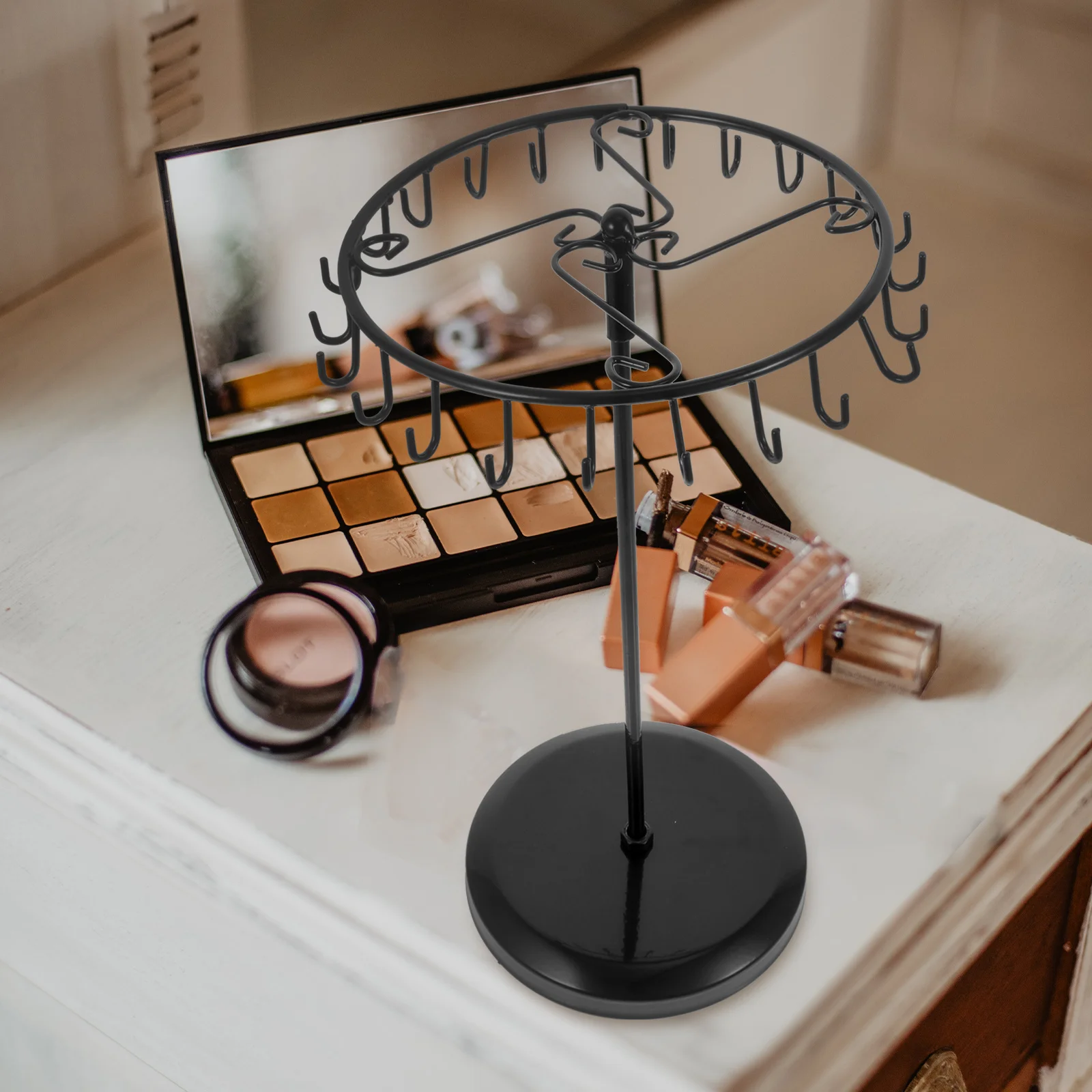 Earring Jewelry Rack Iron Display Stand For Earrings Simple Jewelry Stand Organizer Holder Rotatable Chic Decorative Rack