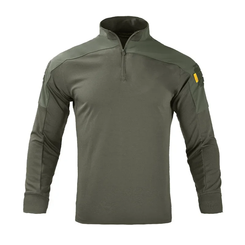 Men's Tactical Long Sleeve Shirt 1/4 Zip Military Combat Top Breathable Quick Dry Outdoor Hiking Hunting Work Shirt