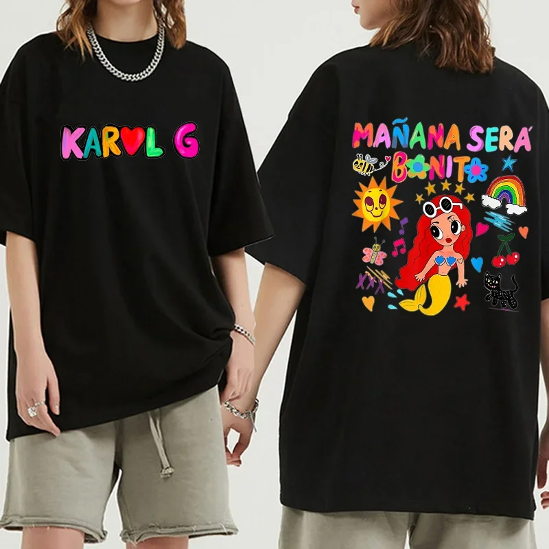 Women's Cartoon Manana Sera Bonito T-shirt Karol G T-shirt Music Tomorrow Will Be Nice Y2K T-shirt Women's Tops