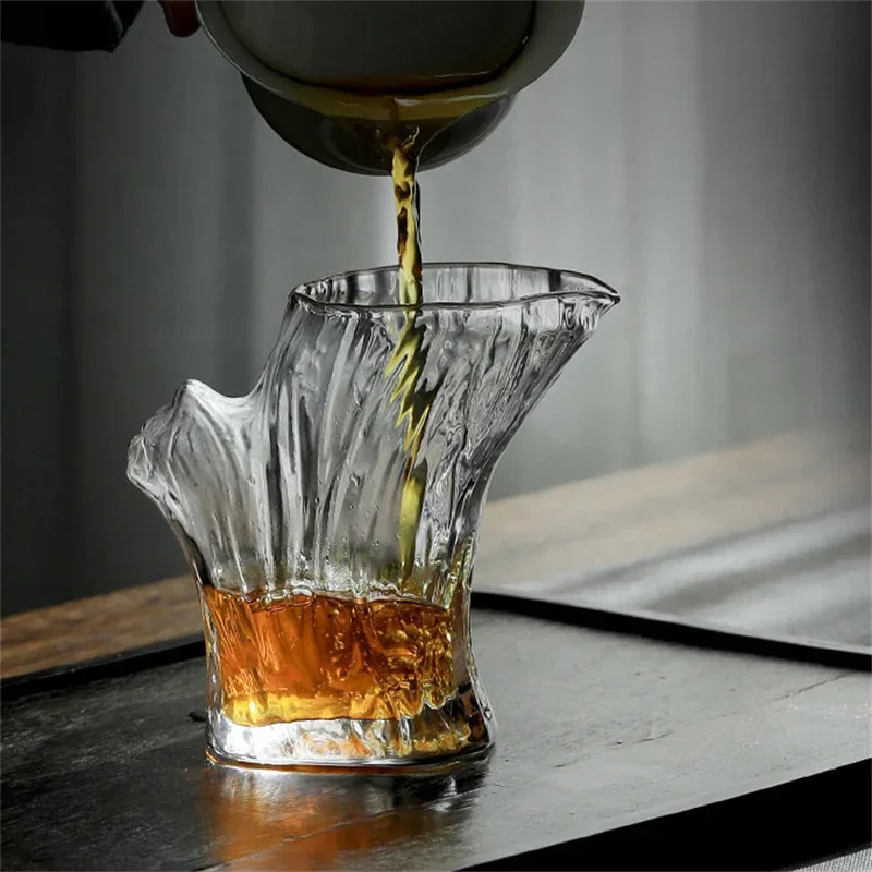 

300ml Trees Stump Design Heat Resistant Glass Tea Pitcher Fair Mug Kung Fu Tea Dispenser Japanese Glass Whisky Dispenser