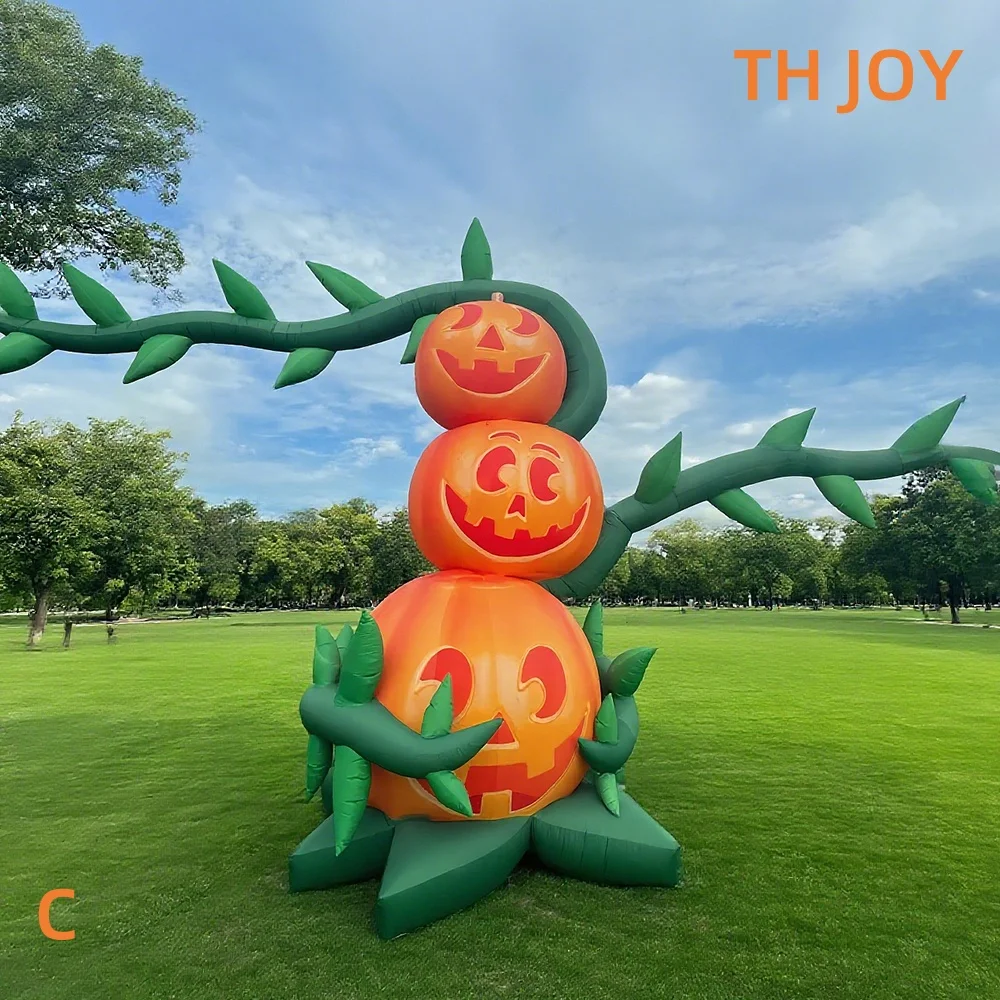 Arbre à citrouille gonflable d'halloween de 10 pieds et 3m de haut, modèle de plante de citrouille à soufflage d'air personnalisé pour la décoration