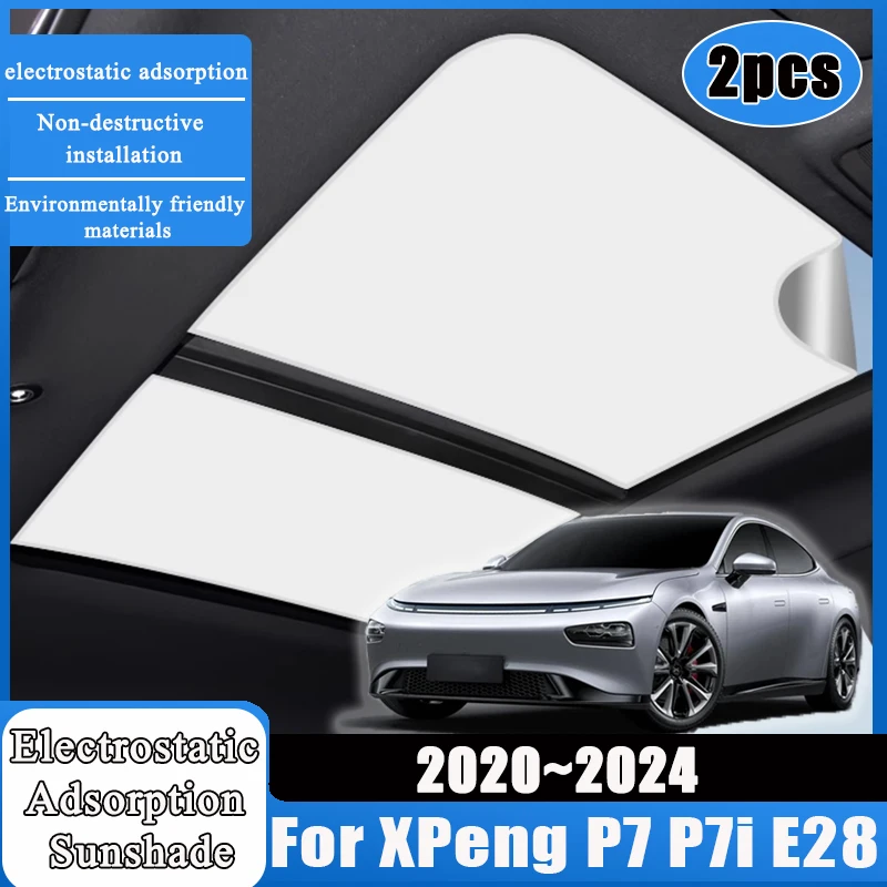 

Наклейка на крышу автомобиля для XPeng P7 P7i E28 2020 2021 2022 2023 2024, аксессуары, солнцезащитный козырек, электростатическая адсорбция, замшевые детали люка на крыше