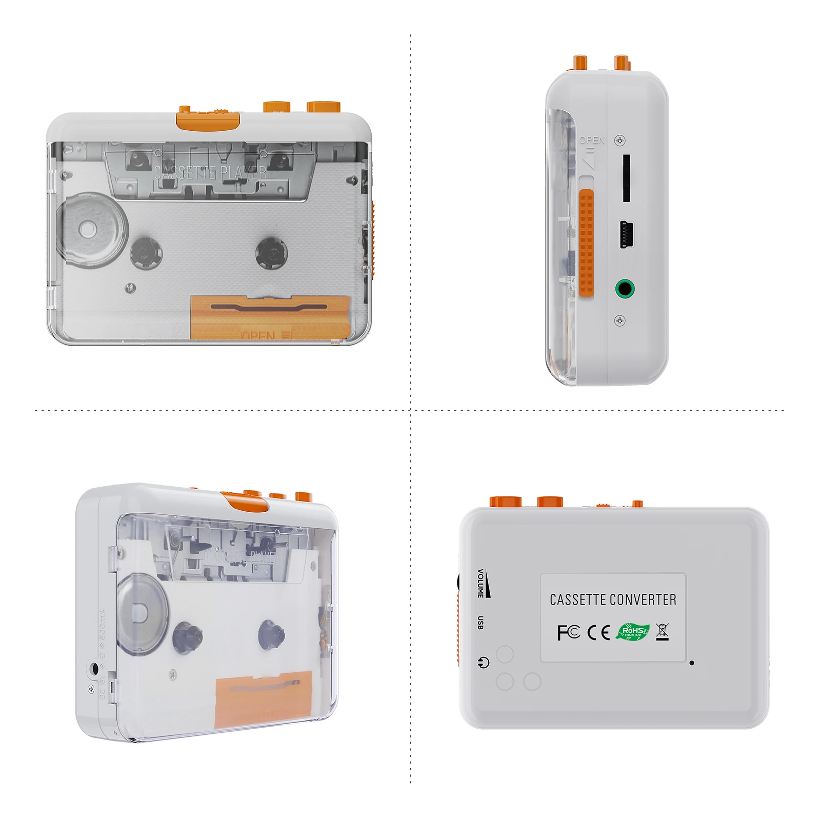 Portable Tape Player USB Cassettes Recorder Cassette to MP3 / CD Converter via USB Compatible with Laptops and Personal Computer