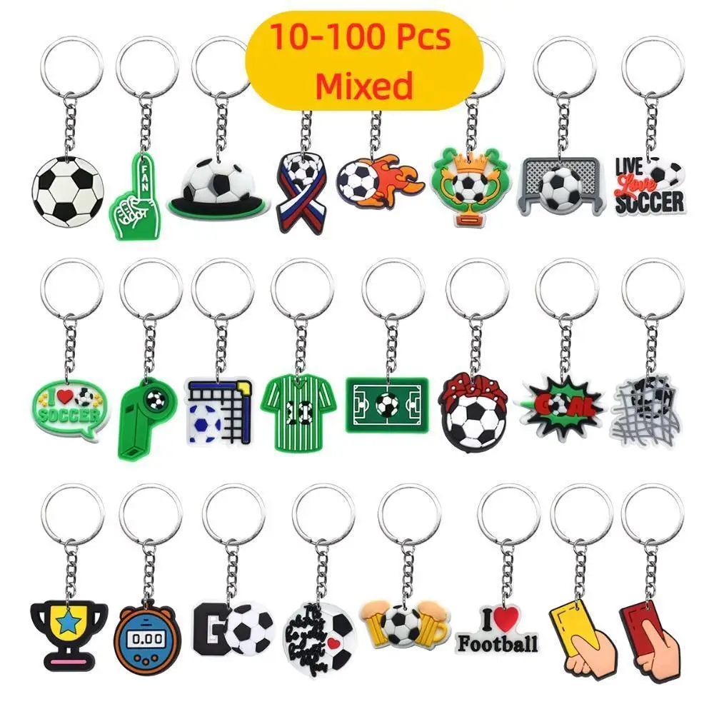 10-100Pcs Soccer Ball Keychains Sports Party Favors Valentines Day Gifts for Team Players Birthday Party Bag Fillers Soccer K