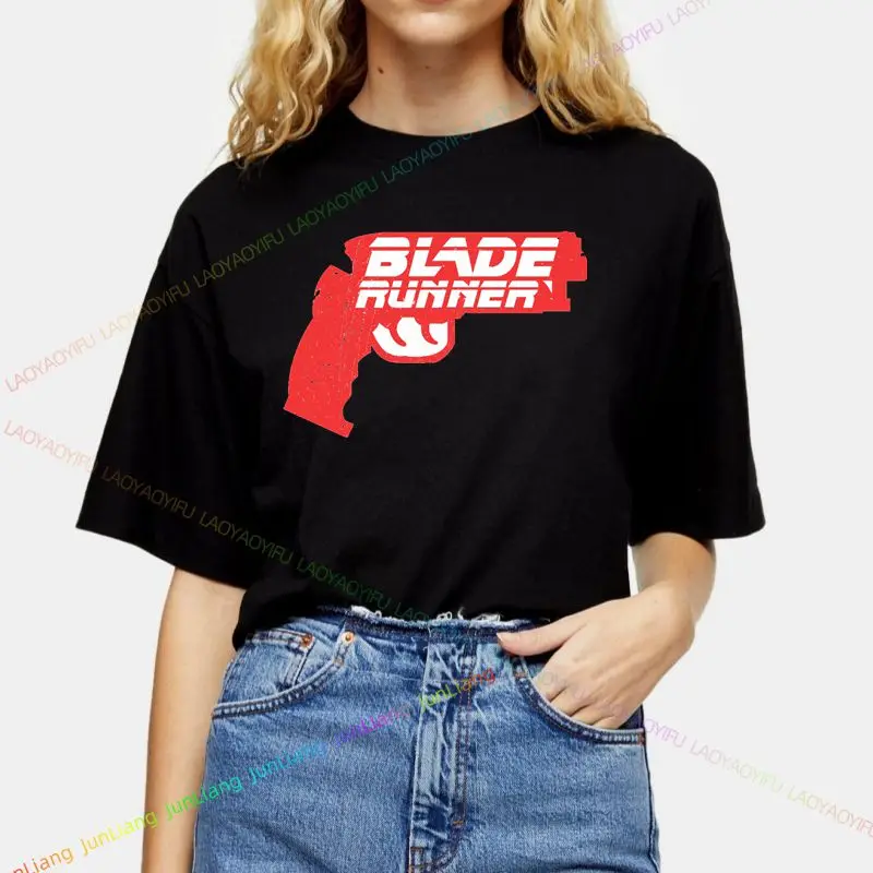 Camiseta masculina Blade Runner 2049, divertida, vintage, gola redonda, manga curta, solta, confortável, moda de rua, roupa casual