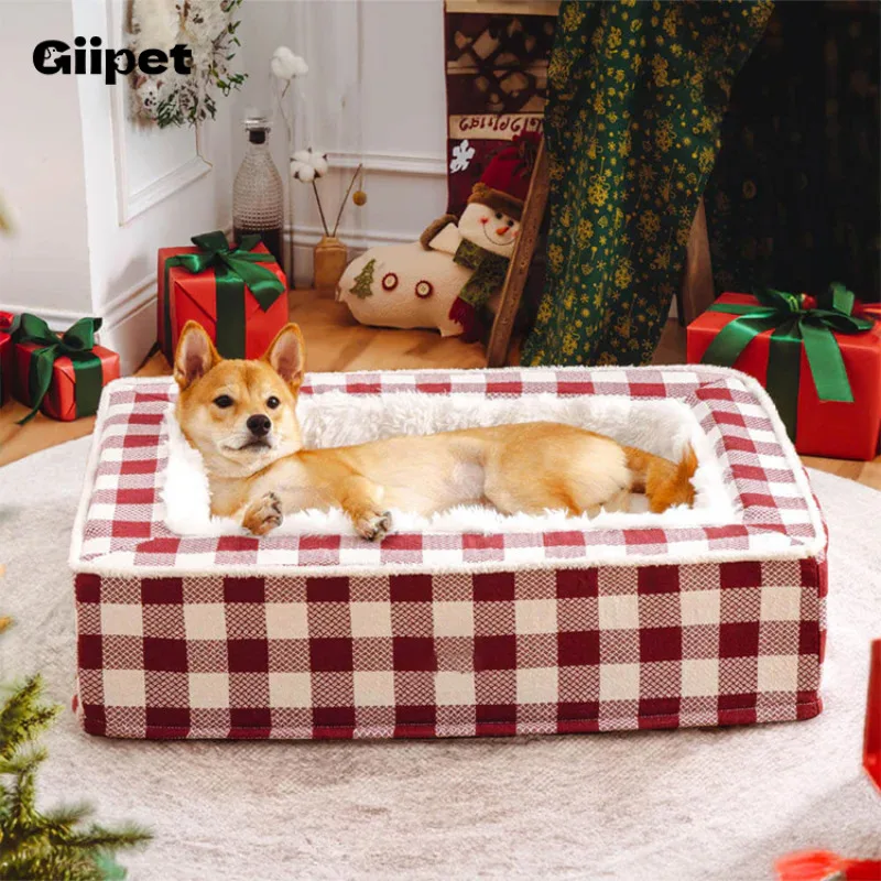 

Dog Kennel Removable Washable Plaid Mat Pet Comfort Sleeping Pad Tranquilizing Dog Mattresses