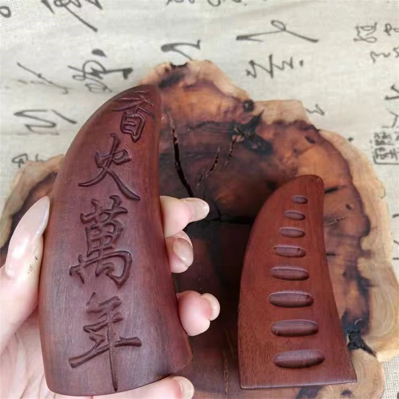 Taoist supplies, lightning strike jujube wood holy cup sheep horn hexagram,Xiang Huo Wan Nian , auspicious