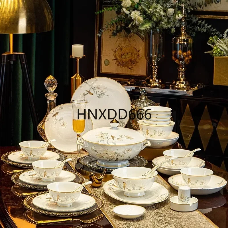 Feine China Luxus Geschirr Sets Küche Geschenk Frühstück Party Hochzeit Geschirr Frauen Gäste Geschirr Porzellan Abendessen Set