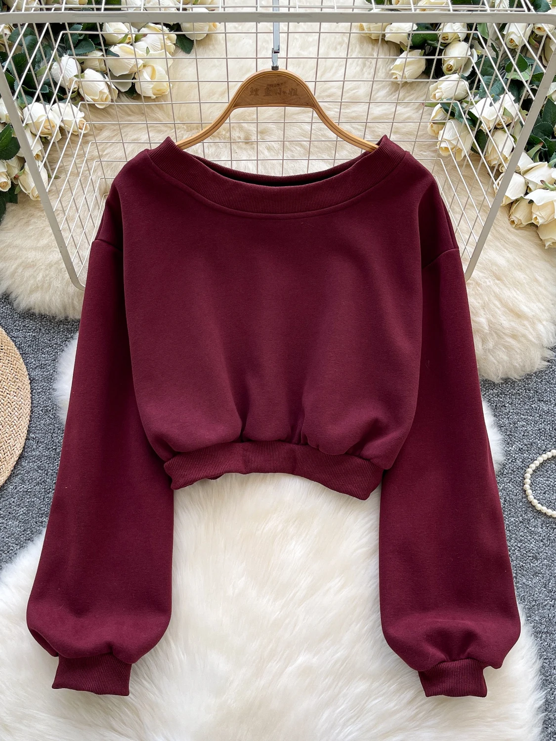 트렌디한 레이지 슬레 라운드 네 롱 스웨트 여성용 스웨트셔츠 루즈핏 캐주얼 탑 가을 2025 한국 버전