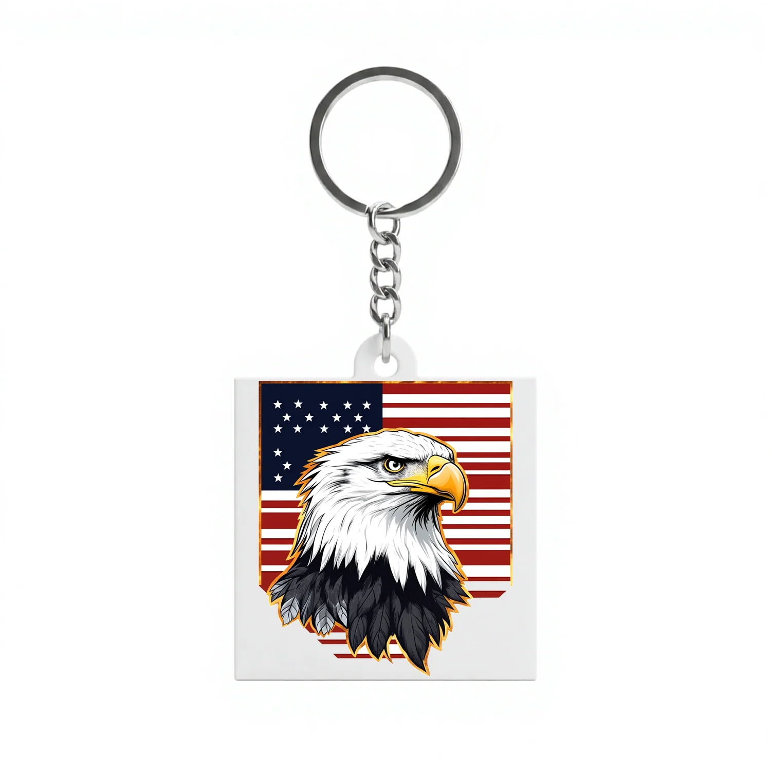 1pcs Patriotic USA American Flag Eagle Keychains Rubber Keyring for Independence Day Souvenir Gift Decor