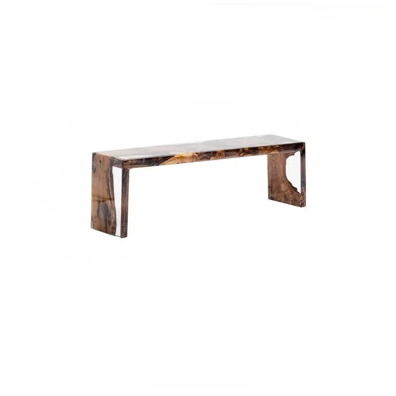 

Italy, gold camphor wood amber resin bench side several large horizontal hall shoe change stool coffee table