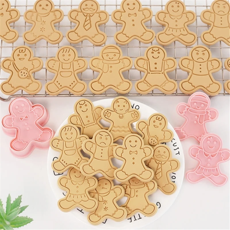 11Pcs/set Christmas Cookie Cutters Gingerbread Man Biscuit Mold Stamp DIY Cake Decoration Tools New Year Party Baking Navidad