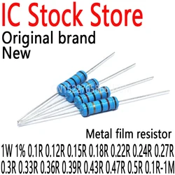 Resistore a film metallico da 20 pezzi 1W 1% 0.1R 0.12R 0.15R 0.18R 0.22R 0.24R 0.27R 0.3R 0.33R 0.36R 0.39R 0.43R 0.47R 0.5R 0.1R-1M