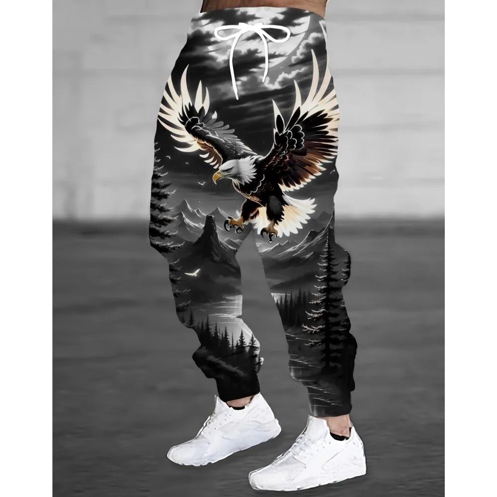 

Eagle Prints Street Pants Men's Side Pockets Elastic Drawstring Sweatpants Fashion Joggers Pants For Men Casual Trousers Fall
