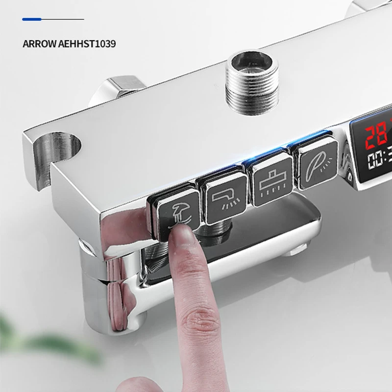 Sistema doccia bagno digitale cromato per accessori bagno miscelatore bagno in ottone rubinetto doccia digitale termostatica