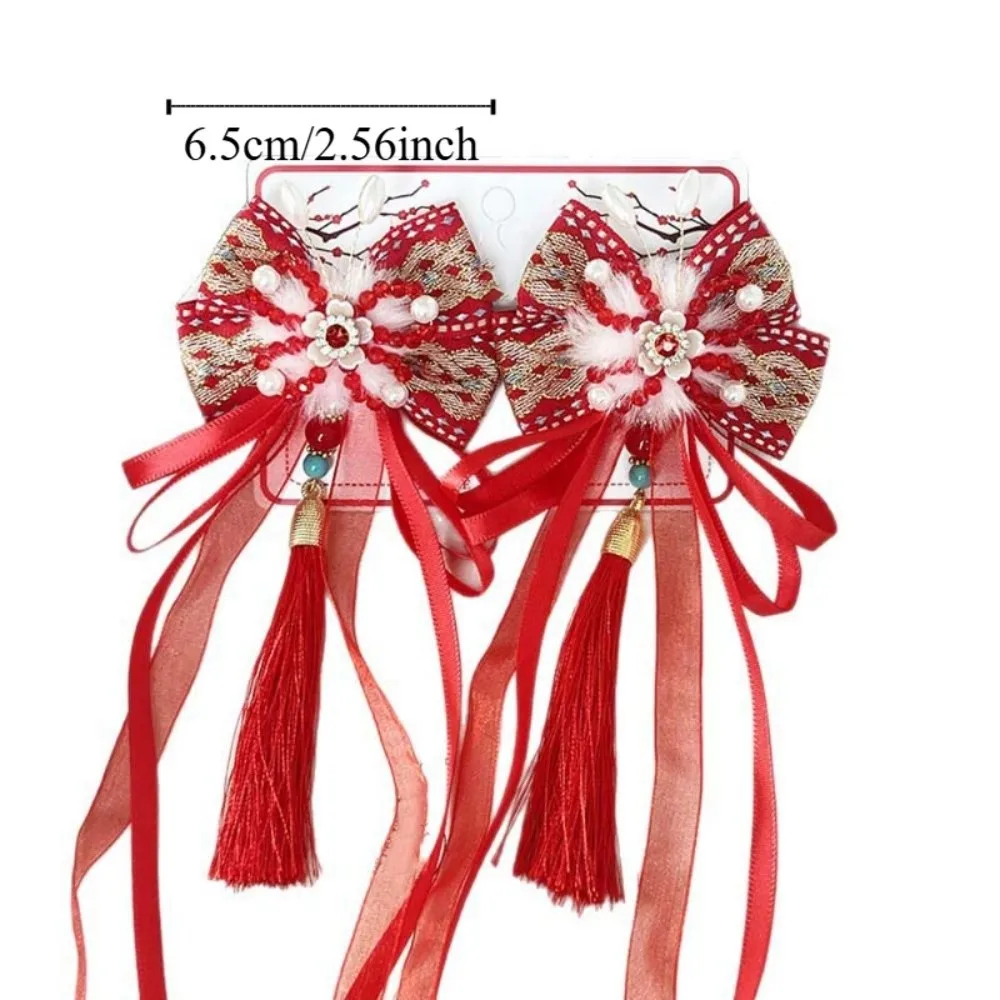 2 قطعة دبوس الشعر الصيني للأطفال الأسد القوس أفخم الكرة السنة الجديدة الشريط المشابك الذهبي قفل زهرة Hanfu إكسسوارات الشعر الطرف #5