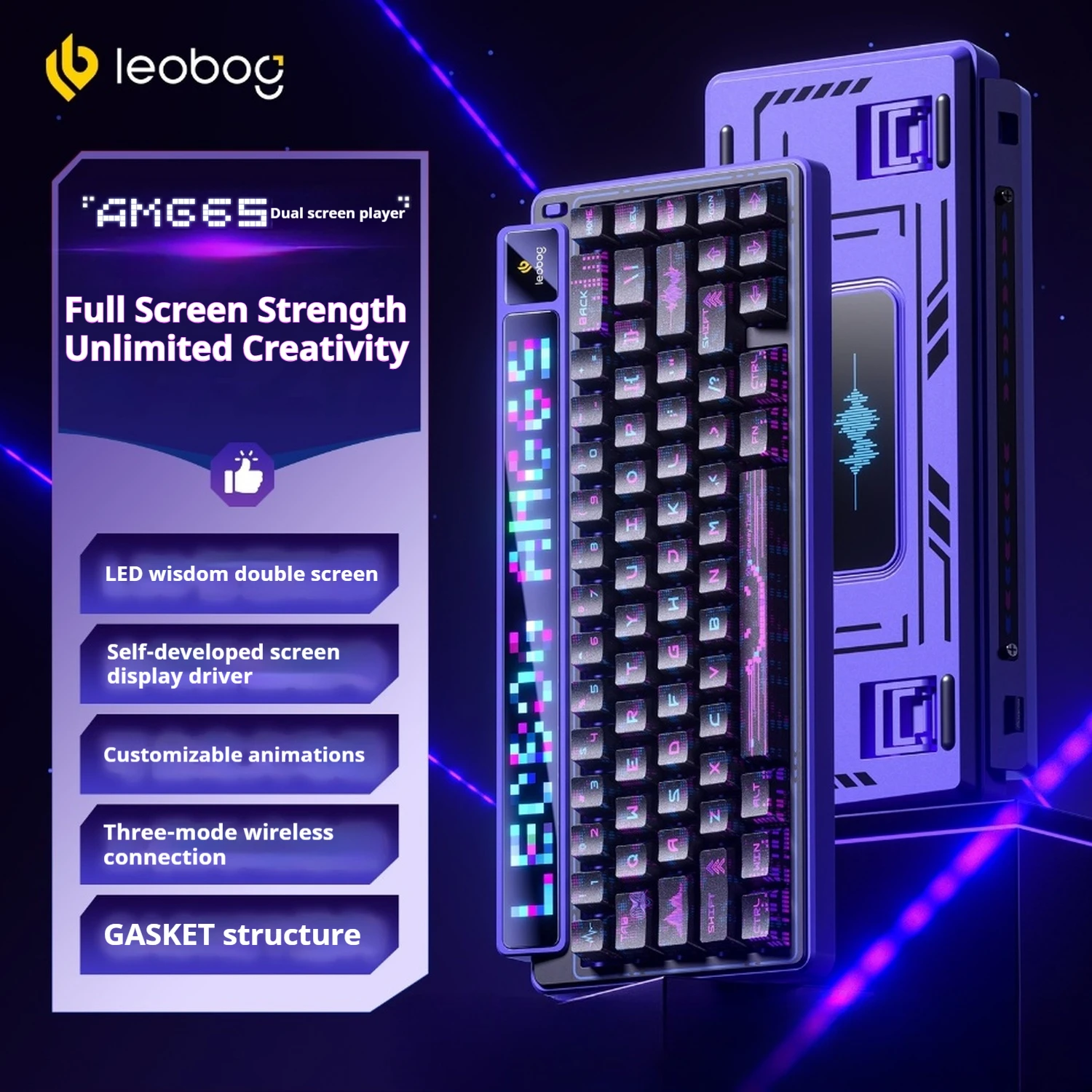 

LEOBOG AMG65 Механическая клавиатура TFT светодиодный экран RGB с возможностью горячей замены Bluetooth 2,4G Проводная клавиатура Пользовательские аксессуары для ПК геймеров Подарки
