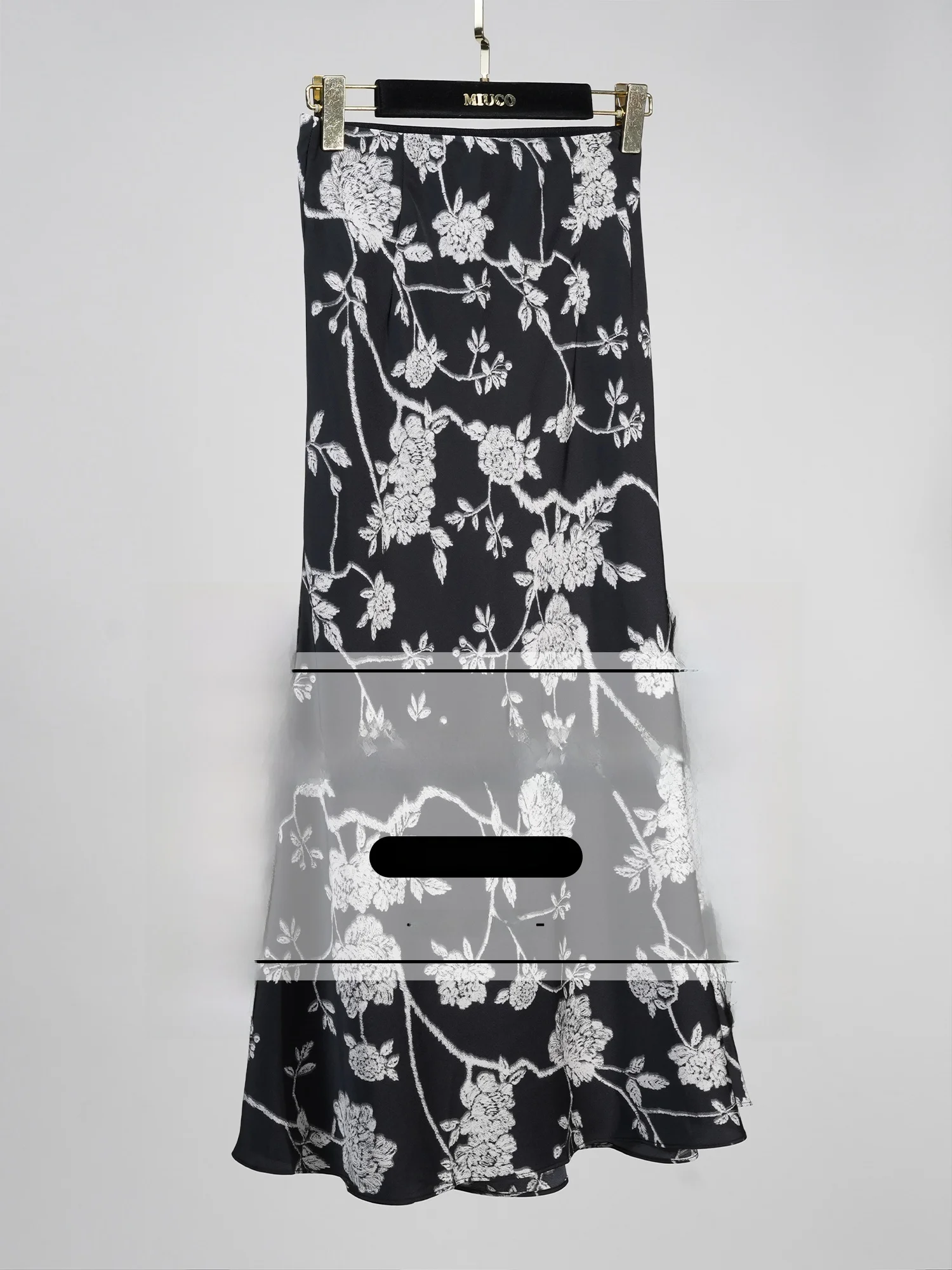 

Ele MIUCO f Skirt High Waist OL Sle Commute Daily H-ape Silk Glowing Fabric Lady's Skirt with Lace Details