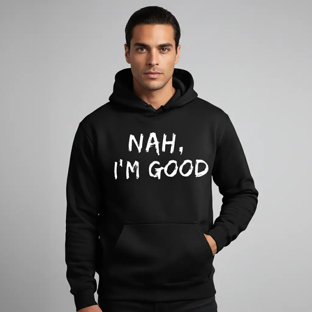 Men's Casual Hoodie with Bold Text Print Graphic - Cotton Blend Black Long Sleeve Pullover Regular Fit | Soft & Breathable Fabric, Durable Print, Everyday Comfort, Machine Washable, Casual, Urban, Streetwear Indoor, Modern Urban Setting with a