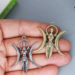 3Pcs/lot Gothic Triple Moon Goddess Charm Pendant For DIY Necklace Handmade Jewelry Making
